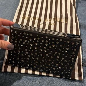 Henri Bendel Gunmetal lock box clutch